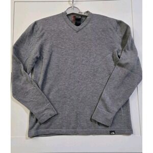 The North Face Sweater Men Large Gray Wool Blend V-Neck Pullover Preppy Outdoors